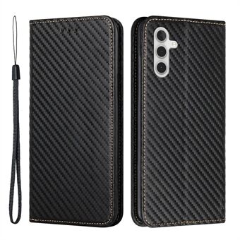 För Samsung Galaxy A54 5G Carbon Fiber Texture PU Läder Flip Plånboksfodral Magnetisk Autostängning Fallsäkert Stand