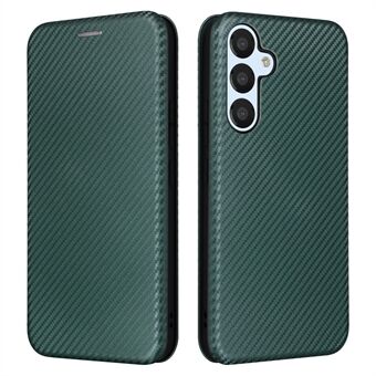 För Samsung Galaxy A54 5G Carbon Fiber Texture Magnetisk PU-läder Anti- Scratch Telefonfodral Stand Dropsäkert mobiltelefonskal med kortplats