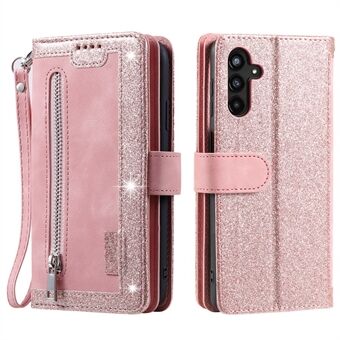 För Samsung Galaxy A54 5G Zipper Pocket Anti- Scratch Mobiltelefonfodral PU Läder+TPU Telefonskal Telefonskal med 9 kortplatser