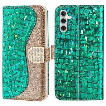 För Samsung Galaxy A54 5G plånbok PU-läderfodral Glitter Splicing Crocodile Texture Stand Telefonskydd