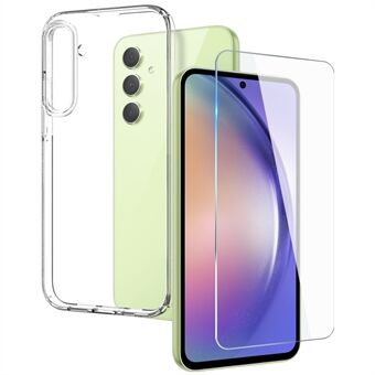 NORTHJO för Samsung Galaxy A54 5G Mjukt Transparent TPU-telefonfodral med skärmskydd i härdat glas - Transparent