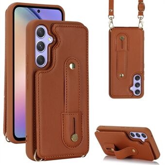 För Samsung Galaxy A54 5G Armband Kickstand Skyddsfodral Korthållare Design PU Läder + TPU telefonfodral