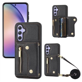 DF-09 För Samsung Galaxy A54 5G Telefonfodral Plånbok med korthållare och cross-body rem.