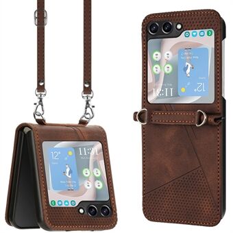 För Samsung Galaxy Z Flip5 5G Crossbody-fodral PU-läder Triangelmönster Slim Telefonfodral