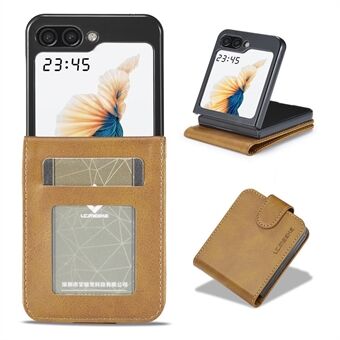 LC.IMEEKE För Samsung Galaxy Z Flip5 5G PU Läder Telefonfodral Korthållare Calf Texture Stand Cover