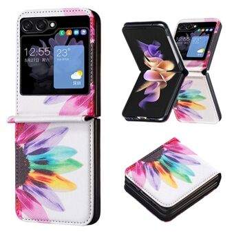 För Samsung Galaxy Z Flip5 5G PU Läder+PC-telefonfodral Mönstertryck Skyddsfodral