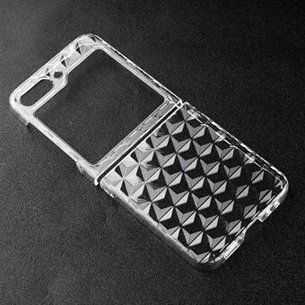 För Samsung Galaxy Z Flip5 5G Diamond Texture Clear Case Hard PC Shockproof Phone Cover