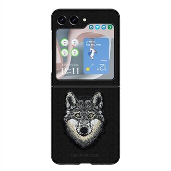 RAIGOR INVERSE Wolf Series För Samsung Galaxy Z Flip5 5G-fodral, broderad telefonbaksida - Svart