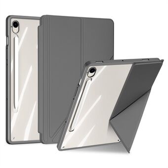 DUX DUCIS Magi Serie för Samsung Galaxy Tab S9 / S9 FE Fodral Origami Ställ Läder+PC+TPU Genomskinligt Baksideskydd