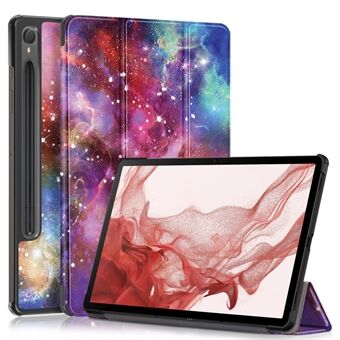 För Samsung Galaxy Tab S9 11-tums SM-X710, SM-X716B, SM-X718U mönsterutskrift läderfodral för surfplatta, treviktstativ smart skydd