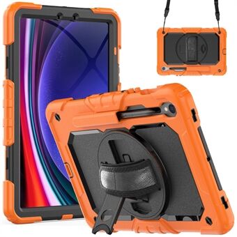 För Samsung Galaxy Tab S9 (X710 / X716B / X718U) PC+Silicone Kickstand Case Anti-Drop Tablet Cover med PET Skärmskyddsfilm