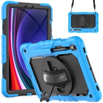 För Samsung Galaxy Tab S9 (X710 / X716B / X718U) PC + Silicone Kickstand Case Anti-Drop Tablet Cover med PET Skärmskyddsfilm