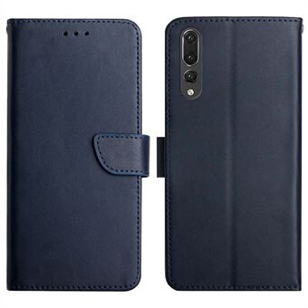 För Huawei P20 Pro plånbok Robust Stand enfärgad äkta läder Nappa Texture Magnetisk stängning Stand Plånboksfodral Flip Phone Shell