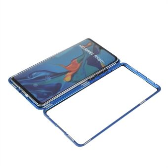 Stötsäker magnetisk installation Metallram + Härdat glas Skyddande telefonskal för Huawei P30 Pro