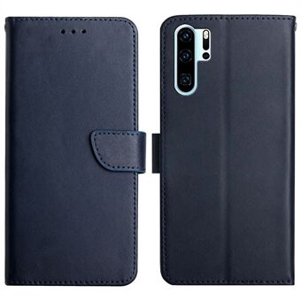 För Huawei P30 Pro Enfärgad äkta läder Nappa Texture Magnetisk stängning Stand Plånboksfodral Flip Phone Shell