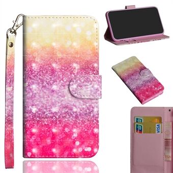 Light Spot Decor Pattern Printing Wallet Stand Läderfodral med rem för Huawei P40 Lite / Nova 6 SE / Nova 7i