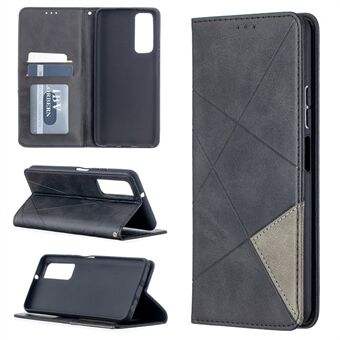 För Huawei P Smart 2021 / Y7a geometriskt mönster läder Stand Case Card Holder Shell