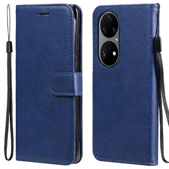 Fallsäkert KT Leather Series-2 Folio Flip Shell Pure Color Läderfodral för Huawei P50 Pro