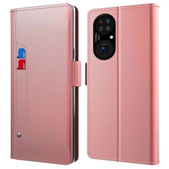 Spegelfodral i PU-läder för Huawei P50 Pro 4G, korthållare Anti- Scratch Stand Folio Flip Telefonskydd