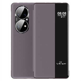 Auto Wake / Sleep PU Lädertelefonfodral för Huawei P50 Pro 4G, Touch Slide Button Fullt skyddsfodral med utsiktsfönster