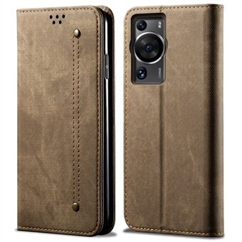 För Huawei P60 Pro / P60 Mobilfodral PU Läder Jeans Tyg Texture Stand Telefonskydd