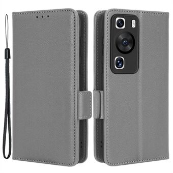 För Huawei P60 / P60 Pro Litchi Texture PU-läderplånbok Skyddsfodral Stand Telefonskydd med rem