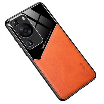 För Huawei P60 / P60 Pro PU-läderbelagd TPU+PC-telefon bakfodral Skyddsfodral med bilmonterad metallplåt