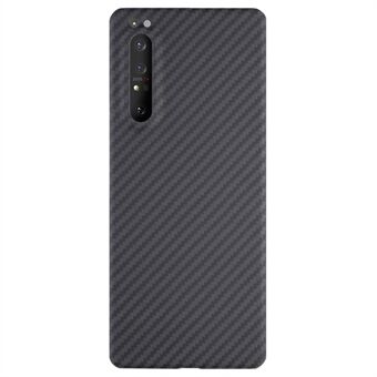 Aramidfiber Telefonfodral för Sony Xperia 1 II skal 1500D med gröv textur Svart skal med stor objektivutskärning