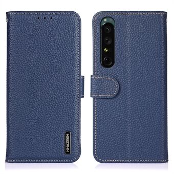 KHAZNEH för Sony Xperia 1 IV Wallet Style Folio Flip Anti-fall Fodral Litchi Texture Stand i äkta läder TPU Innerskal