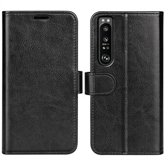 För Sony Xperia 1 IV Snygg Crazy Horse Texture Folio Phone Cover Shell Flip PU Läder Stand Telefonfodral