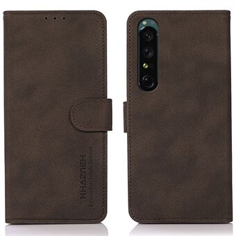 KHAZNEH för Sony Xperia 1 IV texturerat PU-läder Stötsäkert Stand Flip-telefonfodral