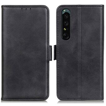 För Sony Xperia 1 IV Textured Läder Plånbok Telefonfodral Dubbelt magnetiskt lås Stand Funktion Flip Cover