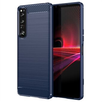 För Sony Xperia 1 IV Carbon Fiber Texture Fingeravtrycksfritt telefonfodral Borstad TPU bakskal