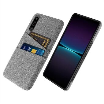 För Sony Xperia 1 IV Cloth Texture Dubbla kortplatser Välskyddat telefonfodral Tyg + PC Anti-dropp telefon bakstycke