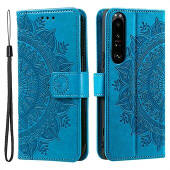 För Sony Xperia 1 IV 5G Anti-fall Telefon Flip Fodral Mandala Blommönster tryckt PU-läder plånboksfodral Stand