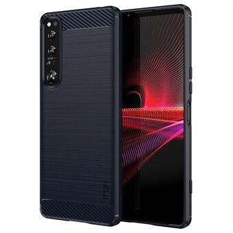 MOFI JK TPU Series-1 för Sony Xperia 1 IV 5G Anti- Scratch Carbon Fiber Texture Case Borstad yta Mjuk TPU Bakre skal