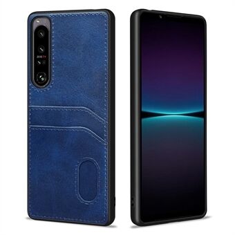 Style-C för Sony Xperia 1 IV 5G PU-läderbelagd mjuk TPU-telefon bakstycke Korthållare Design Fallsäkert fodral