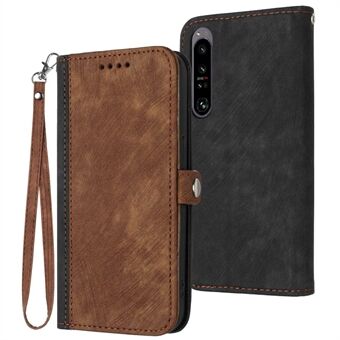 YX0020 Smart för Sony Xperia 1 IV 5G, PU- Stand Dubbel magnetlås Flip Cover Shell med rem