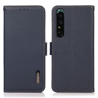 KHAZNEH För Sony XPeria 1 V Telefonfodral i äkta läder RFID-blockerande Anti Scratch Flip Cover Stand plånbok