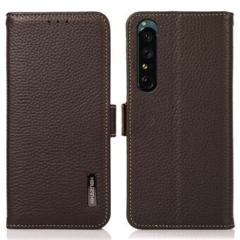 KHAZNEH För Sony XPeria 1 V Telefonfodral i äkta läder RFID-blockerande Anti Scratch Flip Cover Stand plånbok