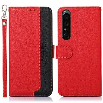 KHAZNEH För Sony Xperia 1 V Stand Plånbok Telefonfodral RFID Blockering PU Läder Litchi Texture Smartphone Cover