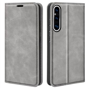 För Sony Xperia 1 V Skin-touch Läder Telefonfodral Stand Plånbok Skyddstelefonfodral