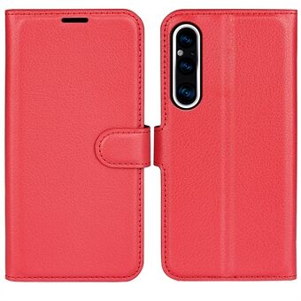 För Sony Xperia 1 V PU Läder Litchi Texture Telefonfodral Stand Flip Cover