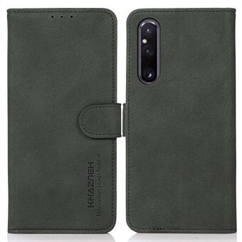 KHAZNEH För Sony Xperia 1 V Telefonfodral i läder, anti-blekning, Stand Plånboksfodral med strukturerad yta