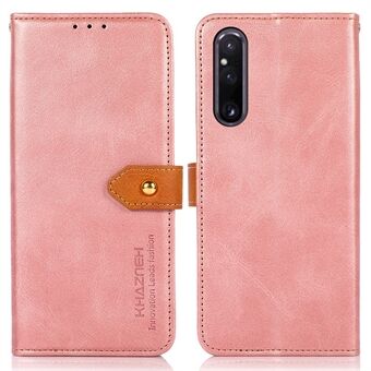 KHAZNEH PU Läder Kohud Texture Telefonfodral för Sony Xperia 1 V Stand Telefonfodral