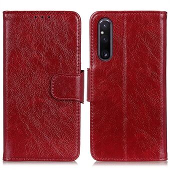 För Sony Xperia 1 V Split Läder Telefonfodral Nappa Texture Stand Plånbok Magnetlås Telefonskydd