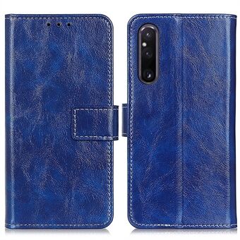 Telefonfodral i läder för Sony Xperia 1 V , Retro Crazy Horse Texture Stand Magnetic Wallet Phone Cover Shell