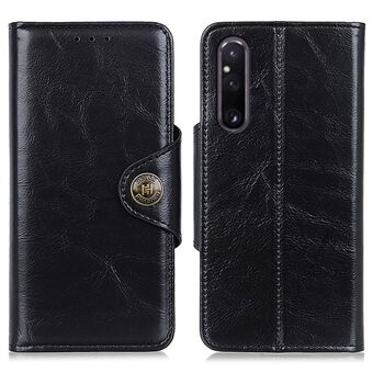 KHAZHEN för Sony Xperia 1 V Plånbok PU- Stand Telefonfodral Anti-dropp telefonskal