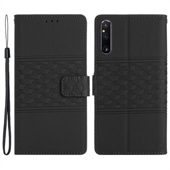 Telefonplånboksfodral för Sony Xperia 1 V, tryckt Rhombus Stand Telefonskydd