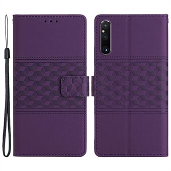 Telefonplånboksfodral för Sony Xperia 1 V, tryckt Rhombus Stand Telefonskydd